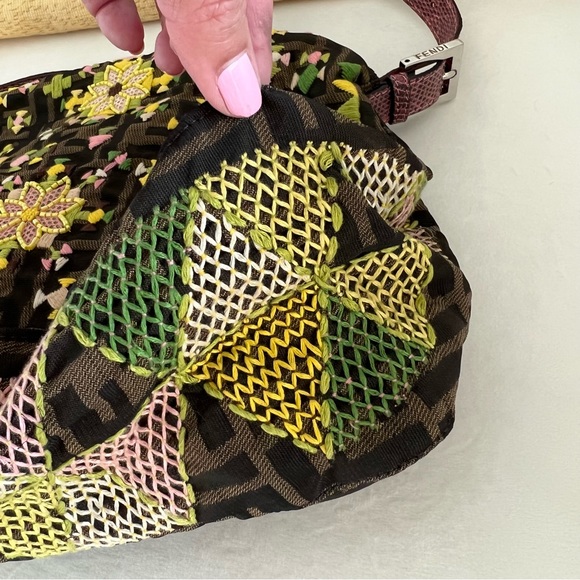 Fendi Zucca Embroidered Flower Snakeskin Purse - Picture 13 of 17